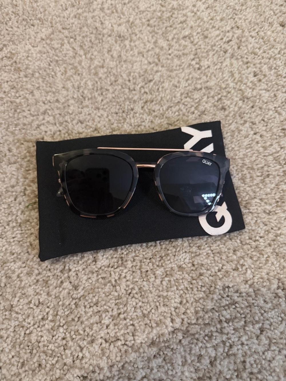 Quay Australia Black Sunglasses with Gold Bridge